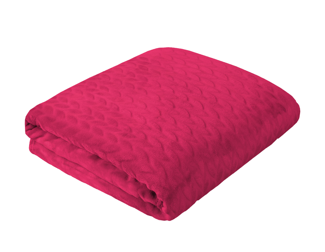 фото Плед Guten Morgen малиновый фланель листочки, 150 x 200см