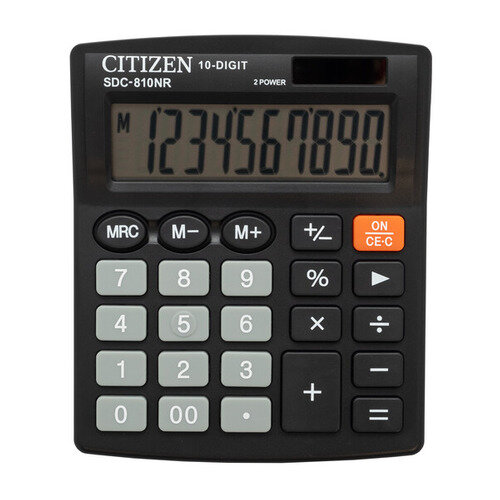 Калькулятор Citizen SDC-810NR, 10-разрядный, черный