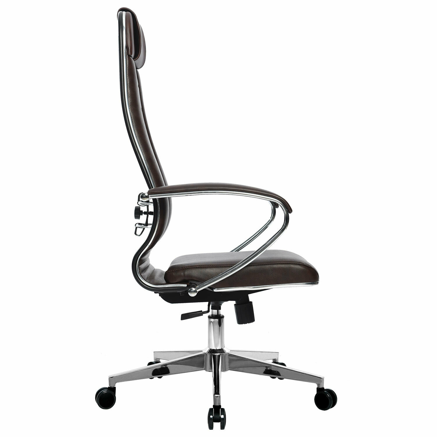 Кресло офисное метта "К-29" хром, экокожа, сиденье и спинка мягкие, темно-коричневое - фотография № 3