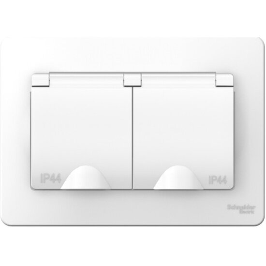 Розетка SCHNEIDER ELECTRIC 2-ая с/з со шторками IP44, 16А, 250В SE Blanca, Белый, BLNRS441121
