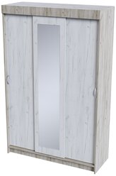 Светлый Шкаф-купе с зеркалама для одежды в прихожую, спальню или гостиную 130см дуб крафт серый/дуб крафт белый - СМ0708