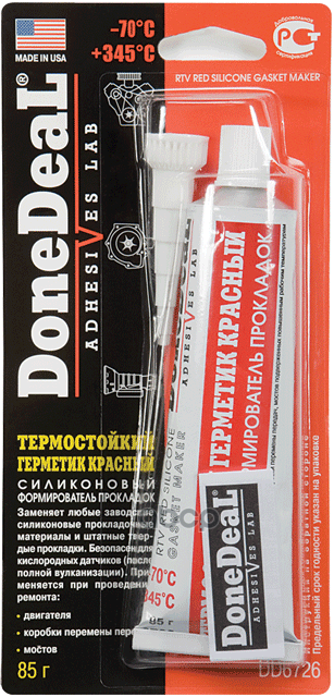 Герметик Donedeal 6726 85Гр Силиконовый Термостойкий Красный 3893 DoneDeal арт. DD6726