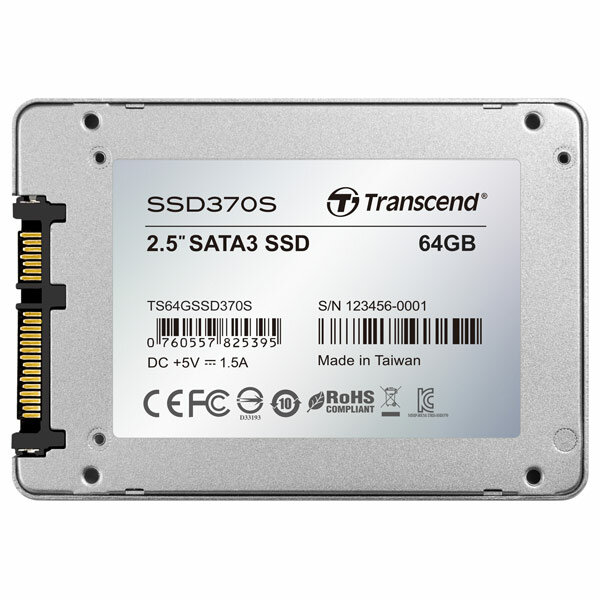 Накопитель SSD Transcend TS64GSSD370S SSD370S /SATA III/64GB /Скорость чтения 450МБайт/с Скорость записи 80МБайт/с