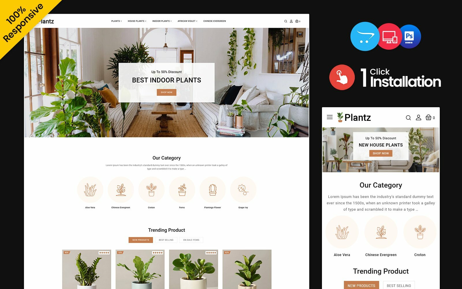 Шаблон OpenCart Plantz - Nursery Gardening and Houseplants Opencart Theme Шаблон OpenCart