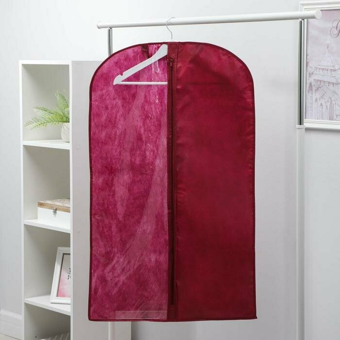 Чехол для одежды 60×100 см, спанбонд, цвет бордо - фотография № 1