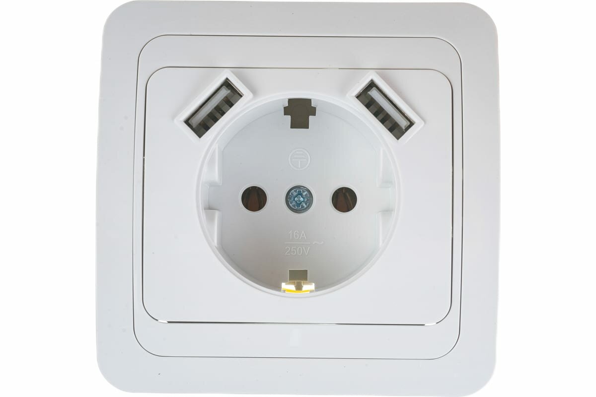 фото Одинарная розетка IN HOME CLASSICO с двумя USB белая 2147 4690612035260