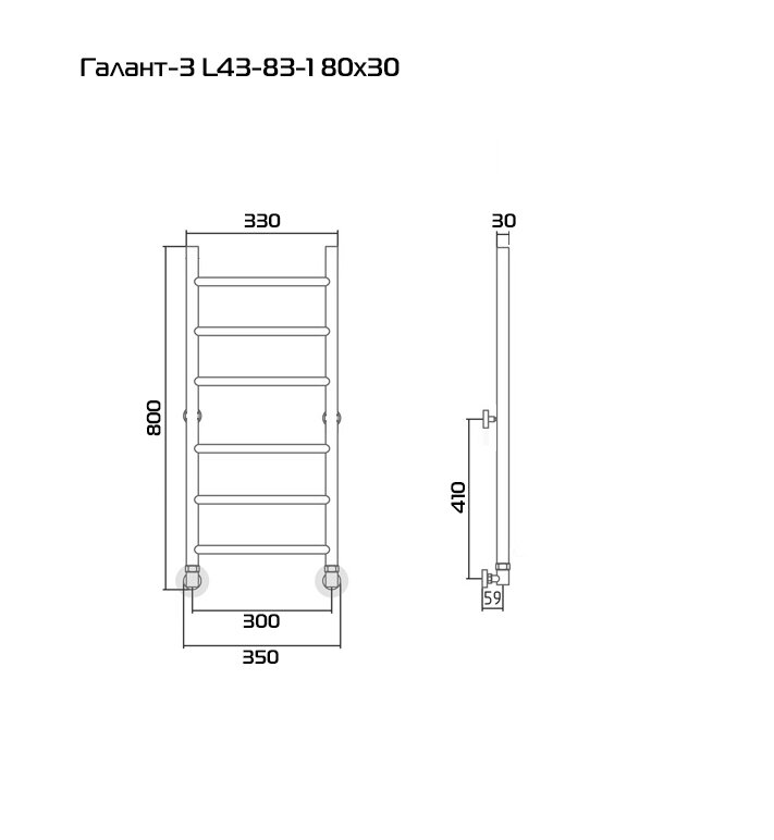 Галант-3 80х30 Полотенцесушитель водяной L43-83-6 - фотография № 3