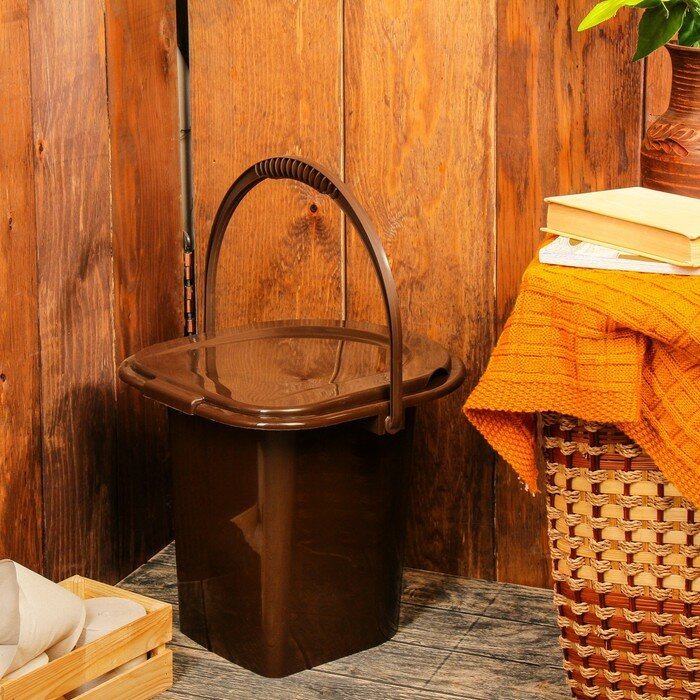 Ведро-туалет, h = 40 см, 13 л, со съёмной ручкой, коричневое - фотография № 4