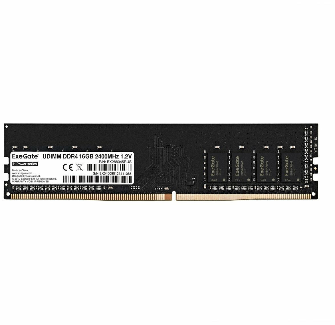 Оперативная память ExeGate HiPower EX288045RUS DDR4 16GB PC4-19200 2400MHz