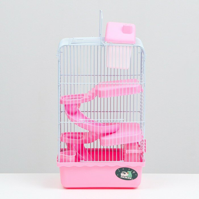Пижон Клетка для мелких грызунов "Пижон", с наполнением, 23 х 17 х 45 см, розовая - фотография № 2