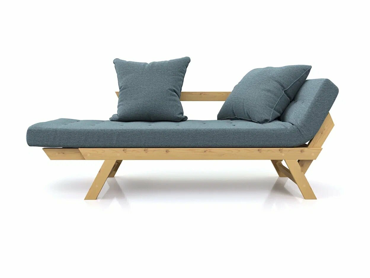 Садовый диван кушетка Soft Element Осварк Textile Grey-Blue, массив дерева, рогожка, на дачу, на веранду, на терассу, в баню - фотография № 2