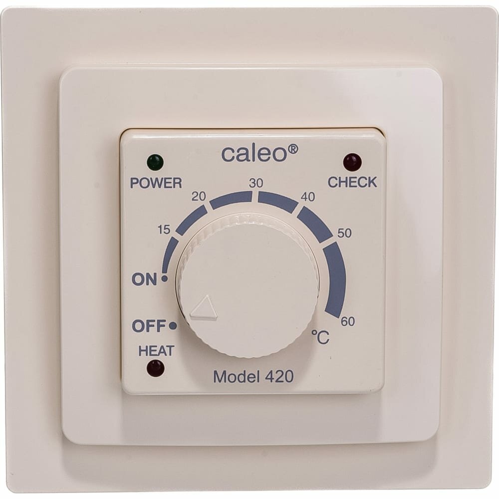 Caleo Терморегулятор 420 бежевый с адаптерами, встраиваемый аналоговый, 3,5 кВт КА000001911