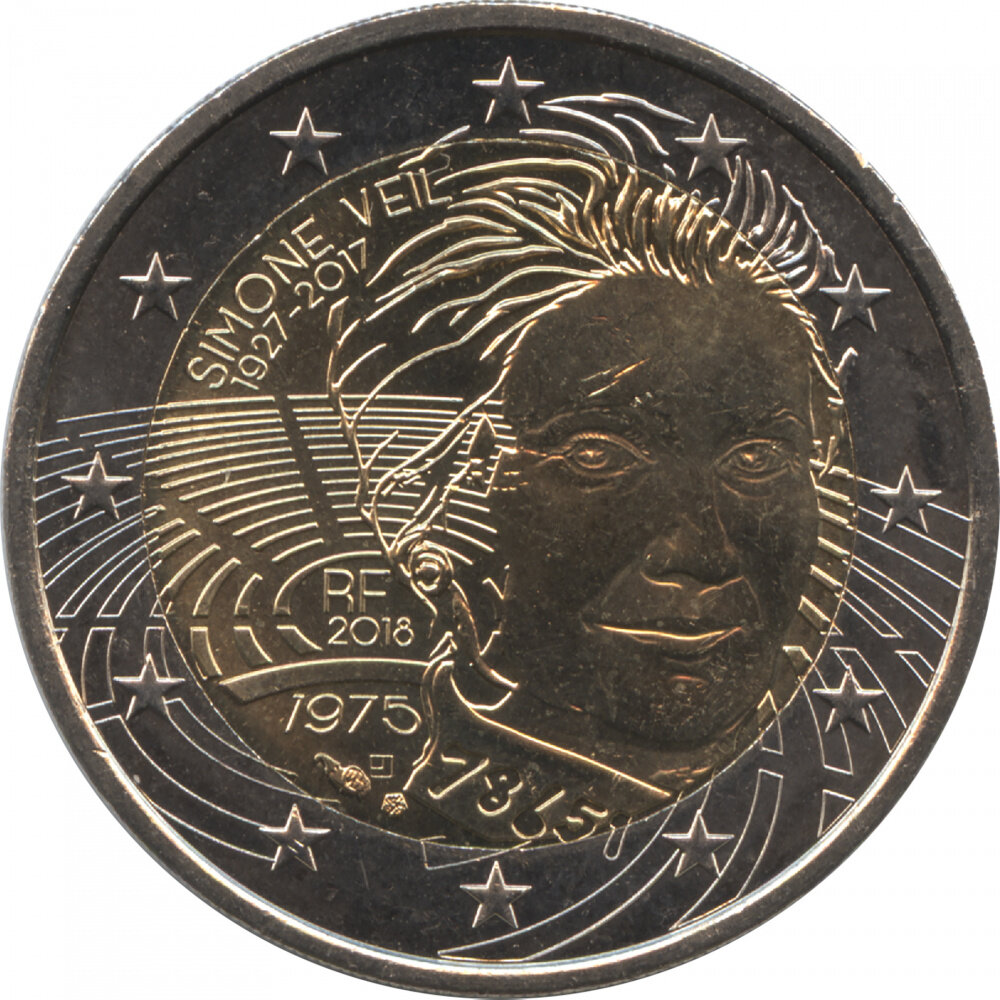 Монета номиналом 2 евро Франция 2018 "Симона Вейль"