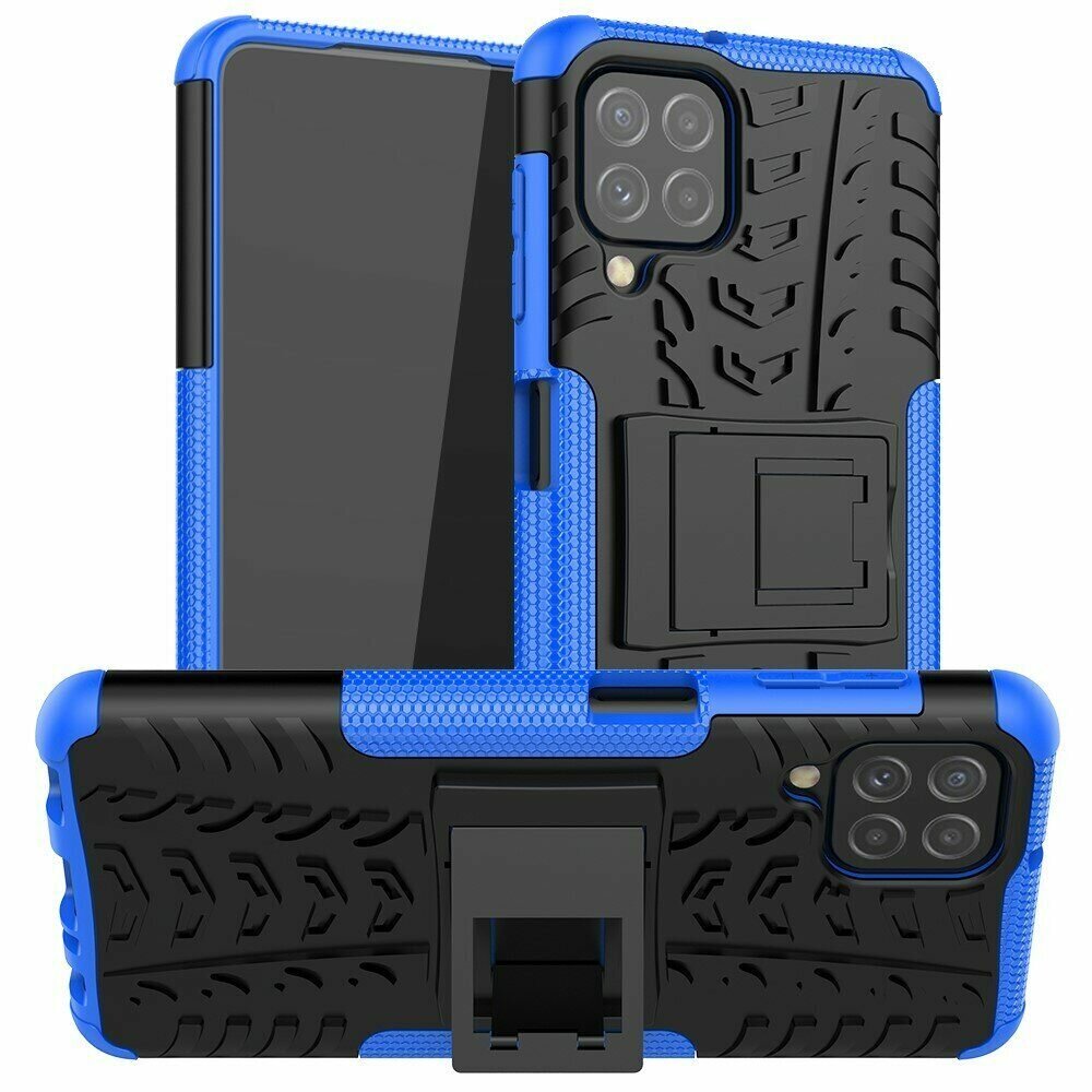 Чехол Hybrid Armor для Samsung Galaxy A22 (черный + голубой)