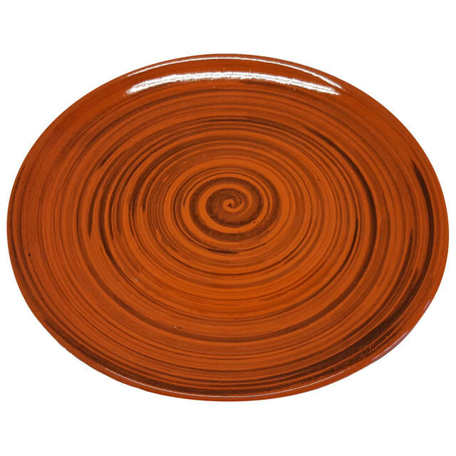 Тарелка борисовская керамика оранжевая полоска 22см обеденная керамика