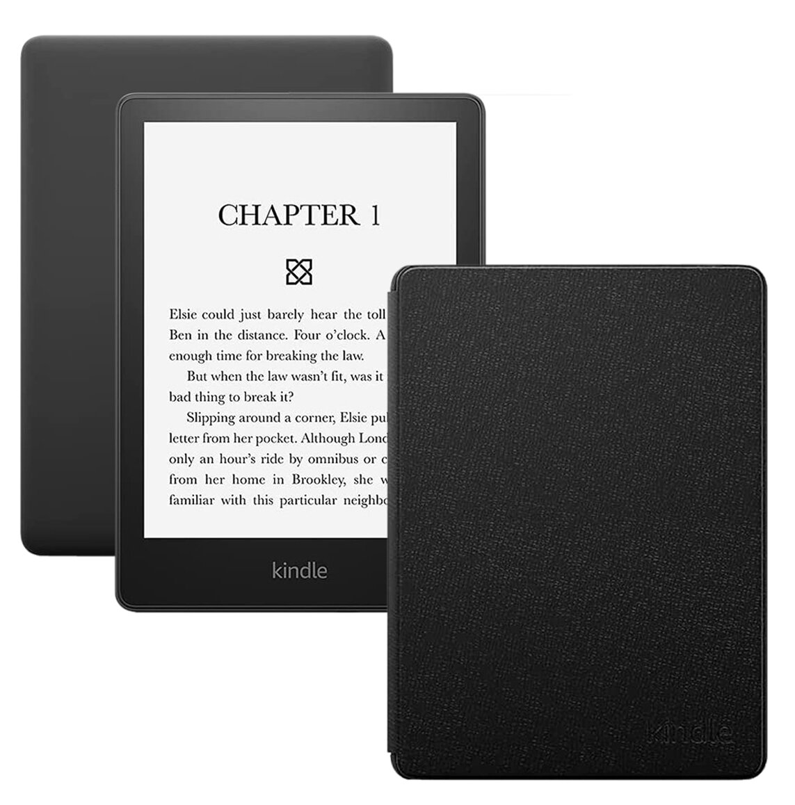 Электронная книга Amazon Kindle PaperWhite 2021 8Gb black Ad-Supported + фирменная обложка Кожа Black