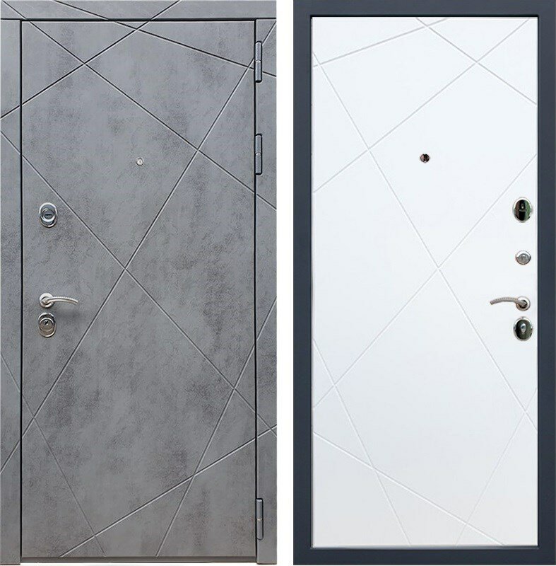 фото Входная металлическая дверь RеX (рекс) 13 Бетон темный / ФЛ 291 (Лучи) Силк сноу (белый матовый, без текстуры)