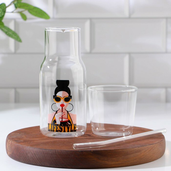 фото Набор Lifestyle: кувшин 600 мл, стакан 250 мл, трубочка