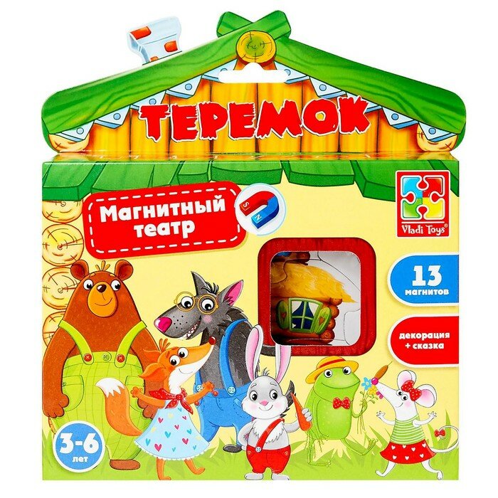 Пазлы для малышей Vladi Toys Магнитный театр «Теремок» + сказка, микс