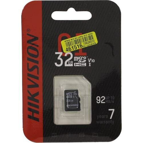 Карта памяти microSDHC 32ГБ Class10 Hikvision (hs-tf-c1(std)/32g/zaz01x00/od) - фото №1