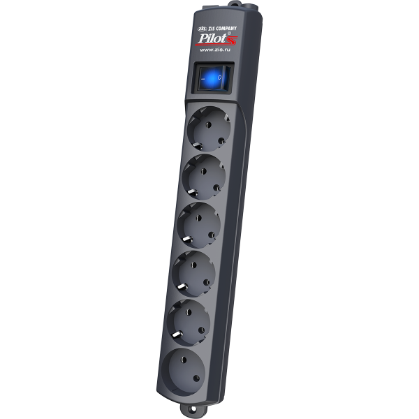 Pilot S surge protector 6 outlets (EUR 5 + 1 without grounding) 3 m, graphite