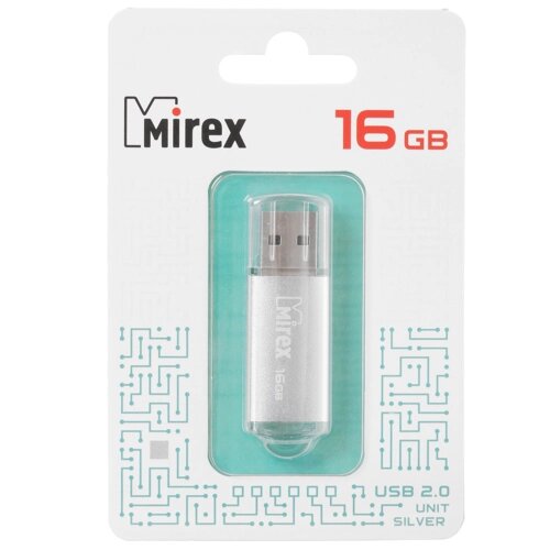 Флешка 16Gb Mirex Unit,серебристый, USB 2.0 (13600-FMUUSI16)