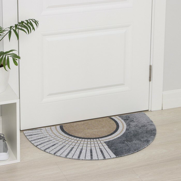 фото Коврик придверный грязезащитный Доляна «Ра», 45×75 см, цвет серый