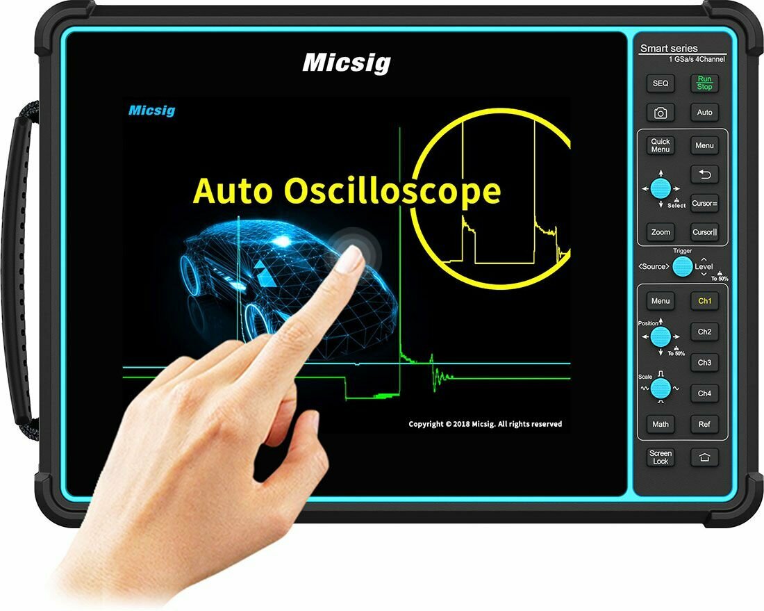 Осциллограф для автосервиса планшетный цифровой Micsig SATO1004 (100 МГц 4 канала сенсорный экран аккумулятор wi-fi hdmi русский язык)