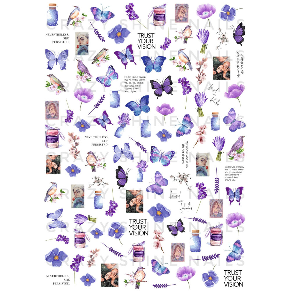 Слайдер-дизайн Crazy Shine Nails №2157 Фиолетовые бабочки