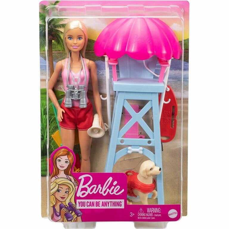 Barbie Кукла Пляжный спасатель кукла+питомец+аксессуары, GTX69