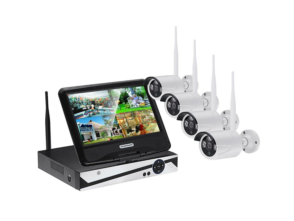 Беспроводной комплект видеонаблюдения Kvadro Vision Optimus Street - 5.0R (Lux) (P1604RU) на 4 камеры 5MP с монитором - видеонаблюдение по интернету
