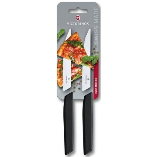 Набор Victorinox из 2 ножей для стейка и пиццы Swiss Modern, 12 см, с волнистой кромкой, в блистере, 6.9003.12WB