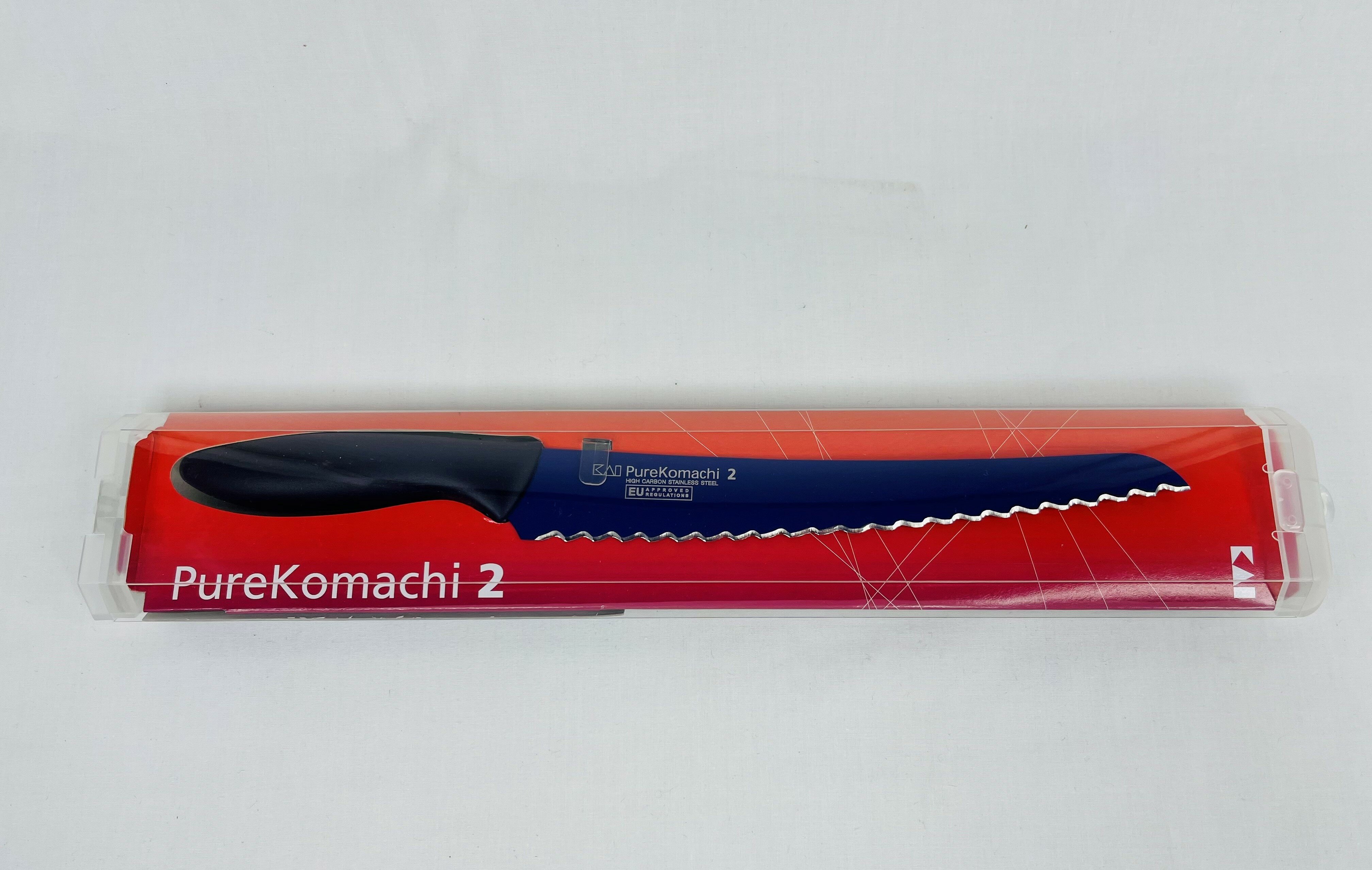 Нож для хлеба KAI Pure Komachi, лезвие 20 см, нержавеющая сталь с карбоновым покрытием