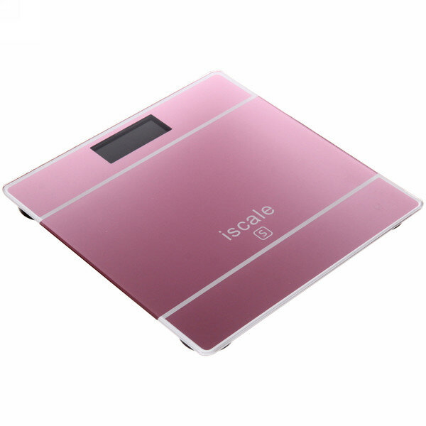 Весы напольные электронные ISCALE цв. розовый (26х26см,max.180кг,тип питания:AAА) - фотография № 1