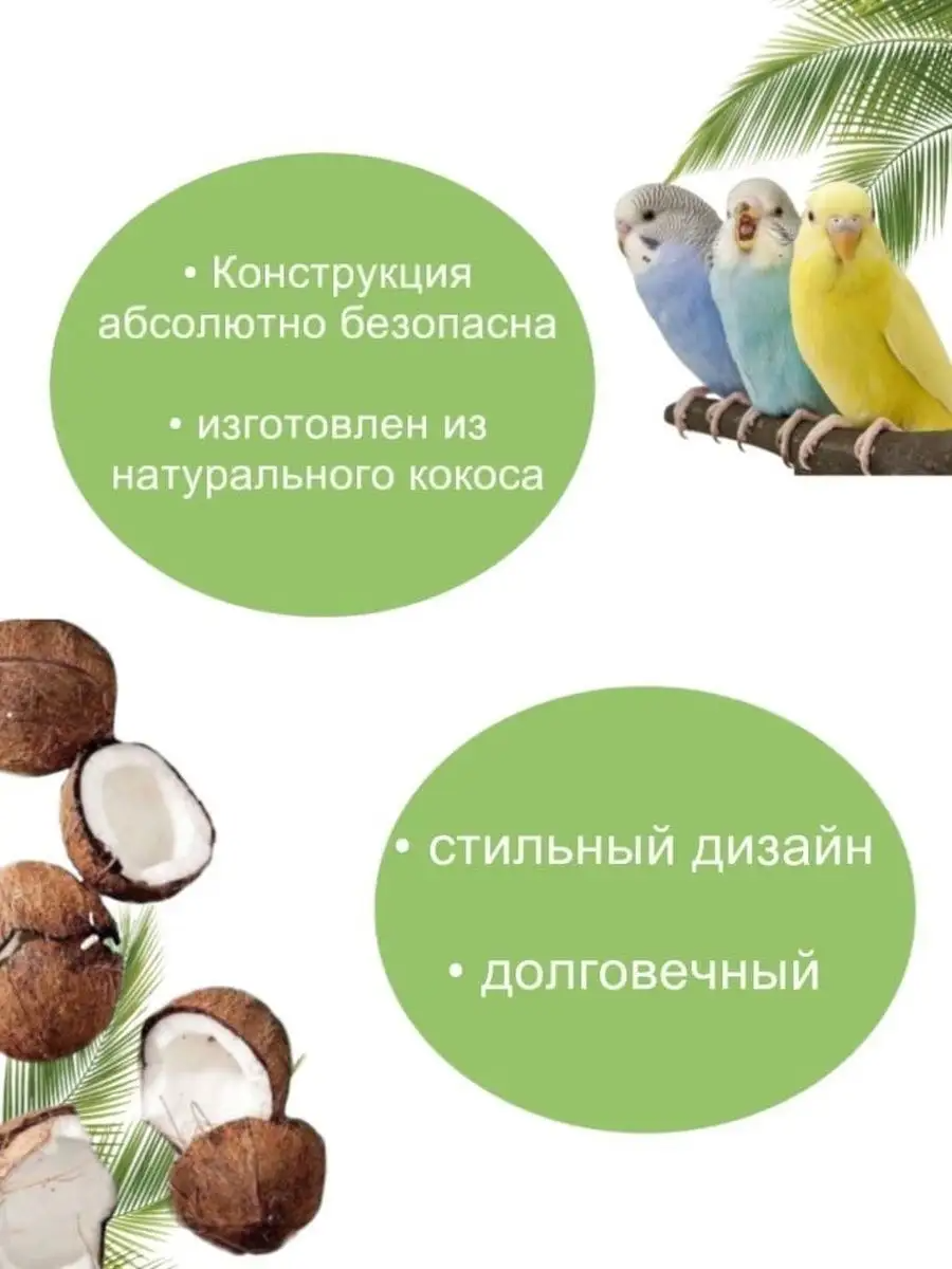 Домик для птиц и грызунов из кокоса с лесенкой - фотография № 3