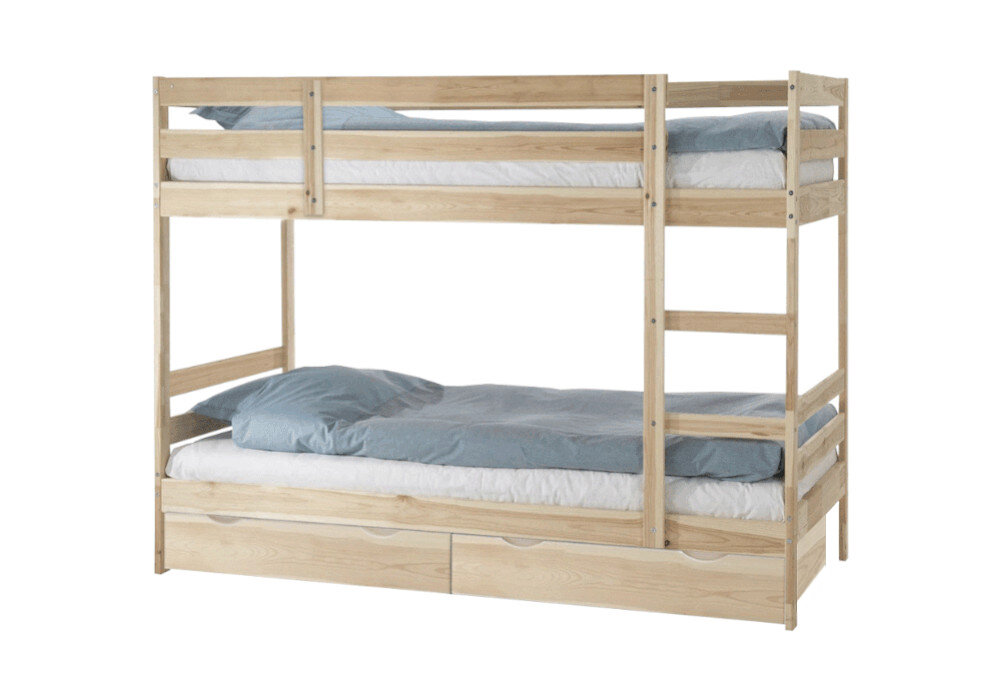 Кровать двухъярусная Боровичи-Мебель Пирус с ящиками натуральный