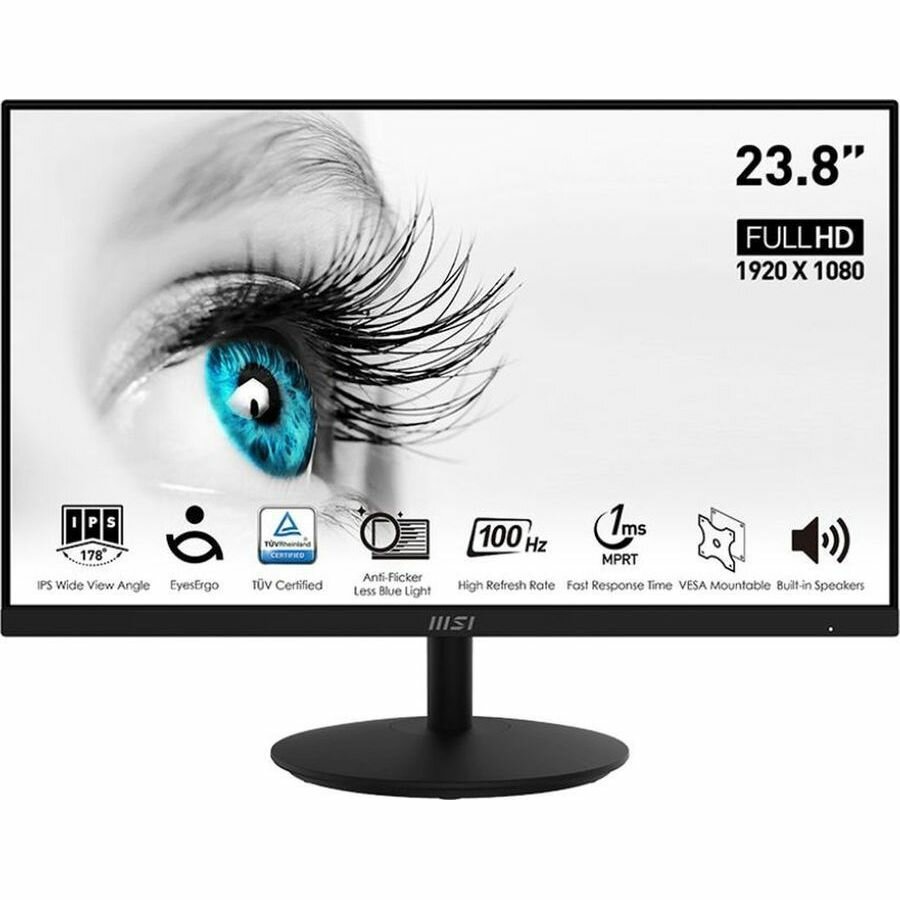 Монитор 23,8" MSI PRO MP242, FHD, IPS, HDMI, VGA, Черный 9S6-3PA1CT-055 - фото №1