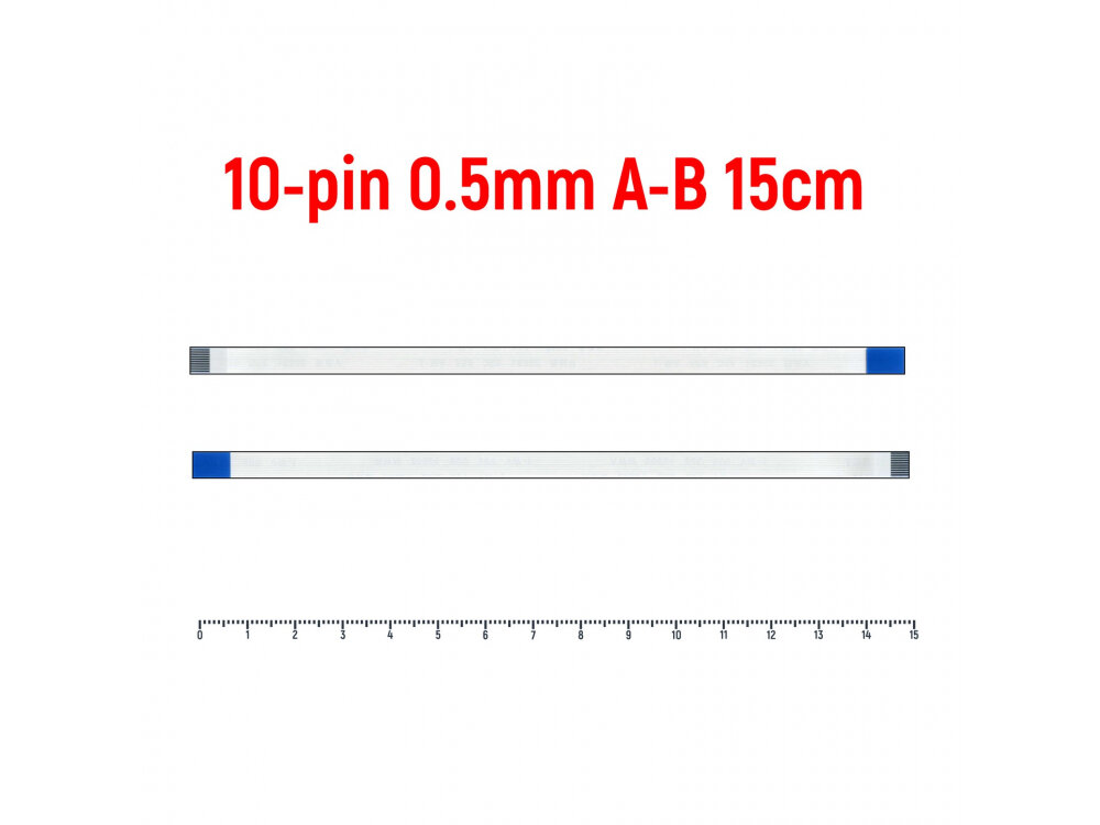 Шлейф FFC 10-pin Шаг 0.5mm Длина 15cm Обратный A-B AWM 20624 80C 60V VW-1