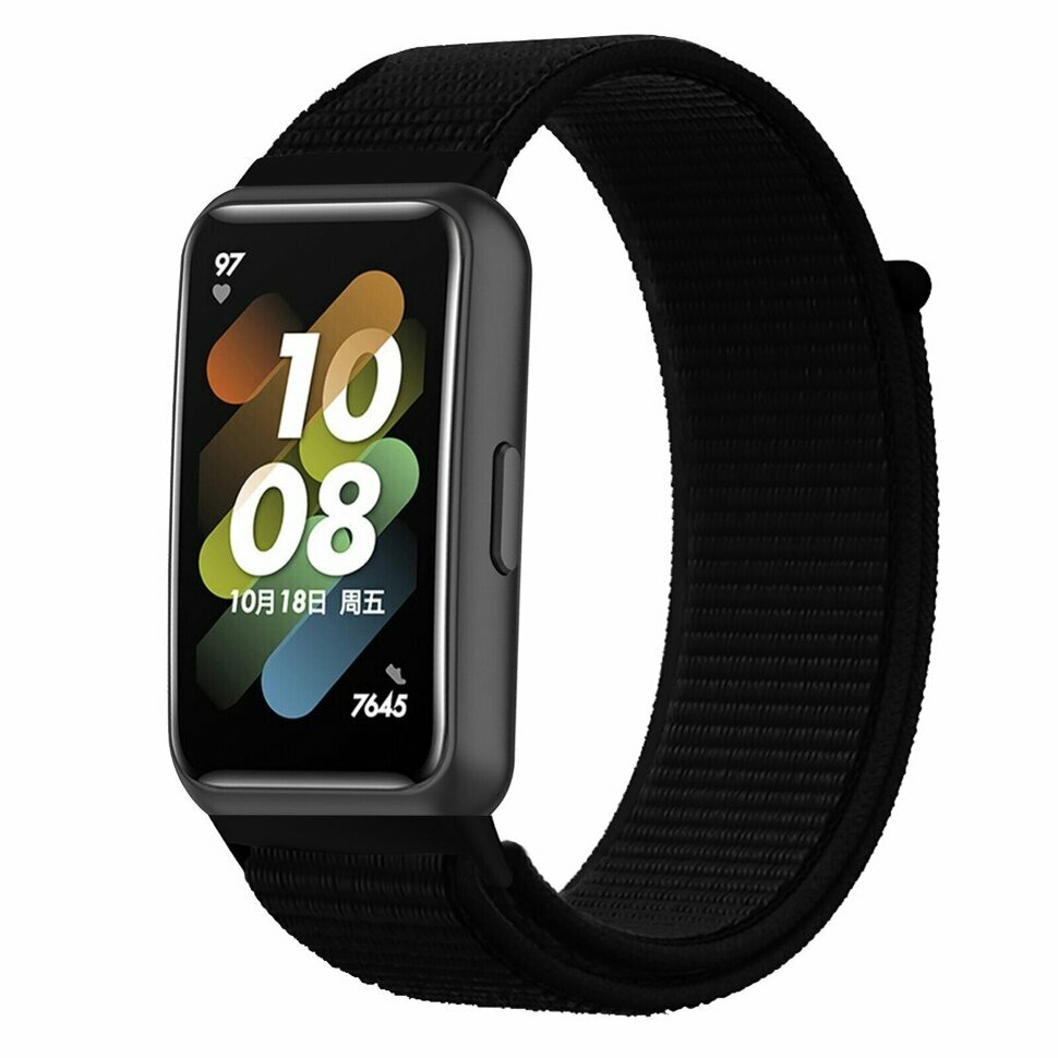 Нейлоновый ремешок для Huawei Band 7 / Honor Band 7 (черный)