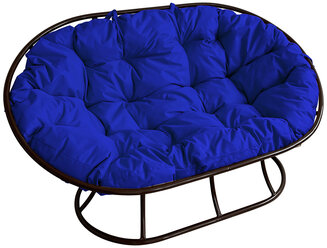 Диван мамасан чёрный, синяя подушка