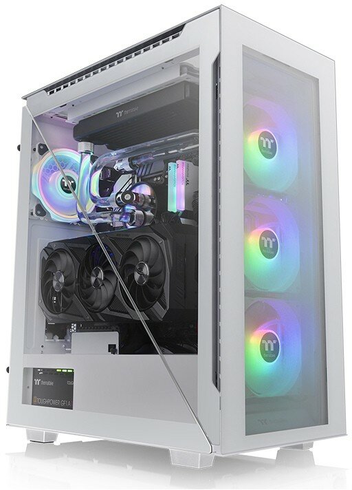 Корпус ATX Thermaltake CA-1T4-00M6WN-01 белый, без БП, 4 панели из закаленного стекла, 3*120mm ARGB fan, 120mm fan, 2*USB 3.0 - фото №1