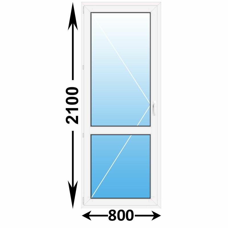 Готовая пластиковая балконная дверь MELKE 800x2100 Левая