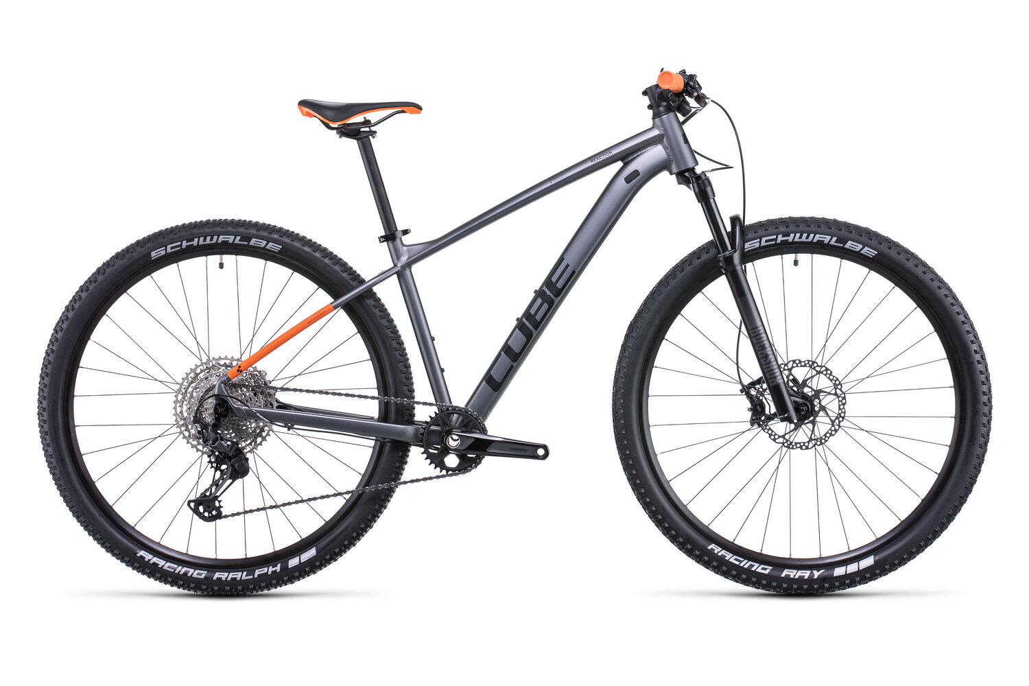 Горный велосипед Cube Reaction Pro 27.5, год 2022, ростовка 16, цвет Серебристый-Оранжевый