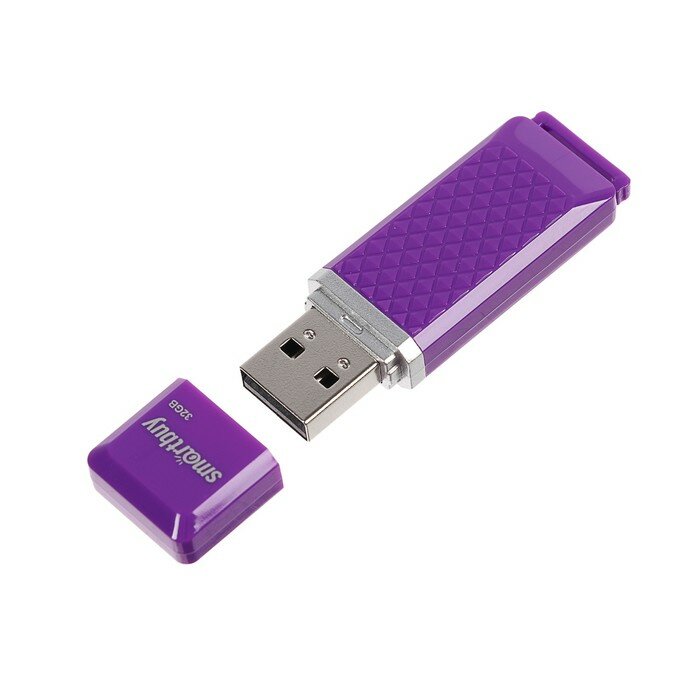 Флешки Smartbuy Флешка Smartbuy Quartz series Violet, 32 Гб, USB2.0, чт до 25 Мб/с, зап до 15 Мб/с, фиолет.