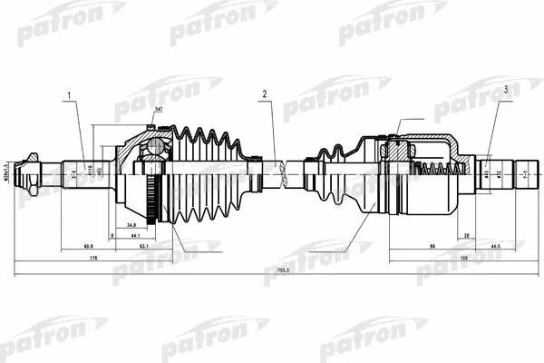 Привод левый FIAT Ducato, PEUGEOT Boxer 2.0-2.5D MG5 94 1.4Q +ABS колеса R16, Z 41 в КПП