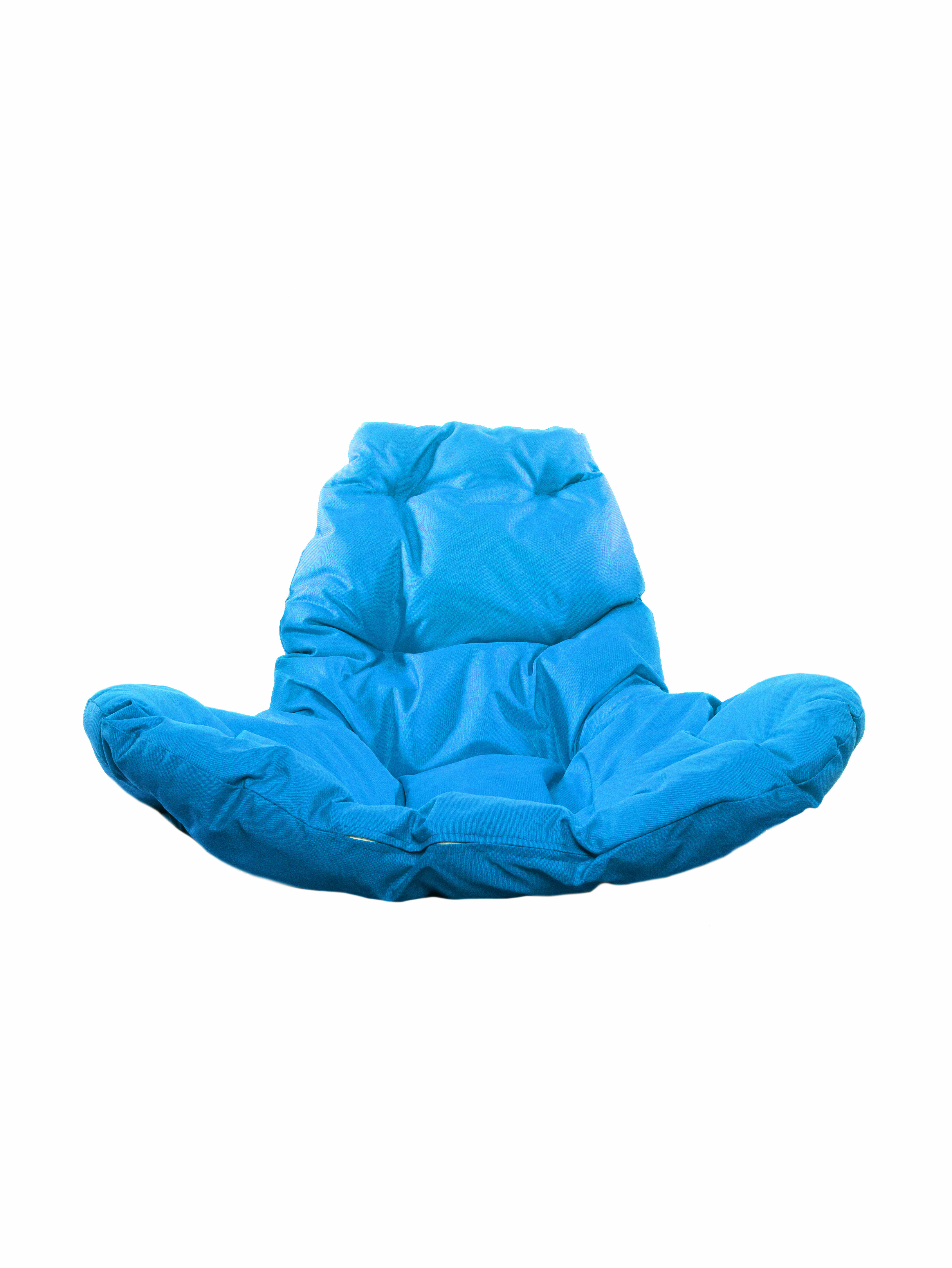 Подвесное кресло ротанг серое, синяя подушка - фотография № 12