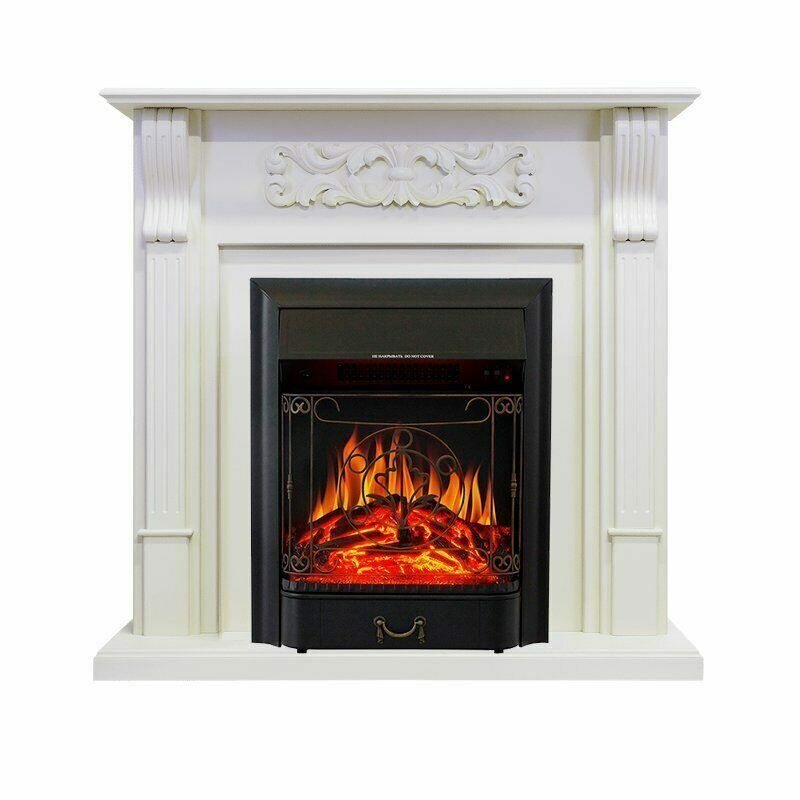 Электрический камин Royal Flame Venice (фактурный белый) с очагом Majestic FX Black