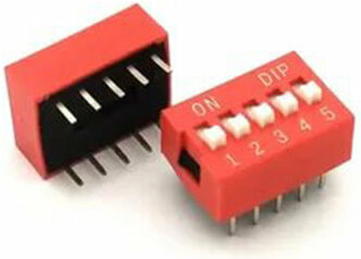 5 pin DIP переключатель красный шаг 2.54мм