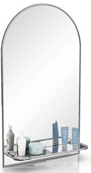 Зеркало 126Д серебро, ШхВ 46х80 см., зеркало для ванной комнаты, с полкой