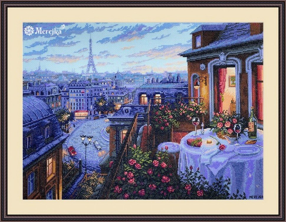 Романтический Париж #K-188 Мережка Набор для вышивания 40 x 30 см Счетный крест